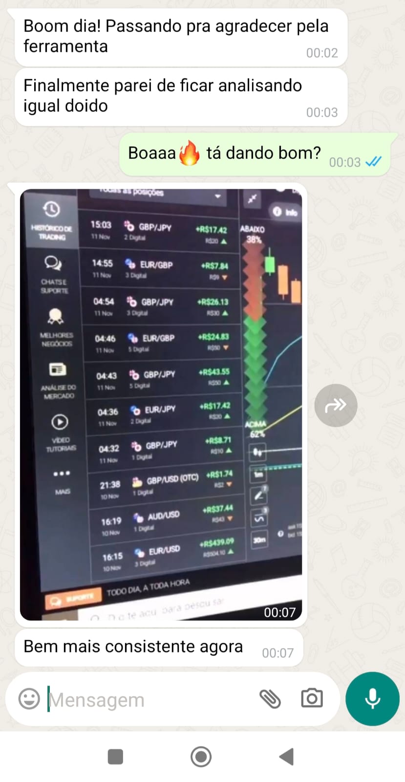 Print adicional de depoimento com ganhos e feedback positivo